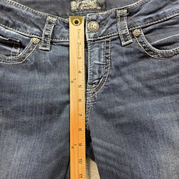 Silver Jeans Suki Capri Womens 32 Denim Super Stretch Embroidered Pockets Jeans - Picture 11 of 12